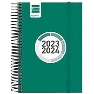 Finocam - Agenda Espir Color 2023 2024 1 dag pagina september 2023 - augustus 2024 (12 maanden), groen Spaans