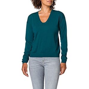 7 For All Mankind Dames U-hals Knit Merino Wool Pullover, groen, S