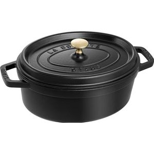 Staub Cocotte Bräter, Oval 27 cm, 3,2 L - Zwart, Stof Leveromvang