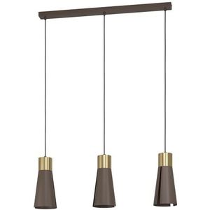EGLO Led hanglamp Losalomas, 3-lichts elegante pendellamp, eettafellamp van metaal in mokka en messing, lamp hangend voor woonkamer, warm wit, GU10 fitting