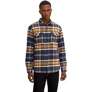 TOM TAILOR Uomini Overshirt jas met ruitpatroon 1032368, 30215 - Navy Brown Big Check, XL