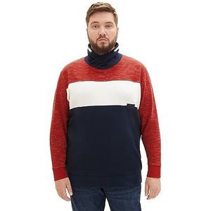 TOM TAILOR Heren Colorblock sweatshirt in spacedye-look, 32436-fluweel Red Soft Spacedye, 4XL grote maten