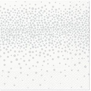 Homéa, Set van 20 papieren cocktailservetten, 3-laags, 25 x 25 cm, zilveren confetti