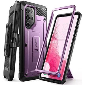 SUPCASE Unicorn Beetle Pro Dual Layer Rugged Holster Case voor Samsung Galaxy S22 Ultra 5G (2022), Metallic Paars