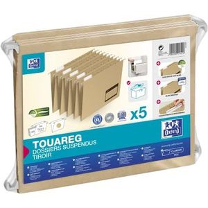 5 stuks hangmappen met lade Touareg, A4, capaciteit 100 vel, recyclingkaart, beige, natuur