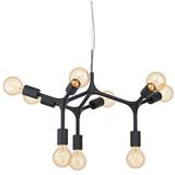 Eglo Bocadella Hanglamp, 9-lichts, industrieel, modern, hanglamp in zwart staal, eettafellamp, woonkamerlamp met E27-fitting