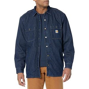 Carhartt Heren Relaxed Fit Denim Fleece Lined Snap Front Work Utility Button Down Shirt, glacier, M