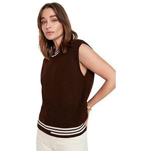 TRENDYOL Dames Triko Süveter met Color Bloc Sweater, bruin, S, bruin, S