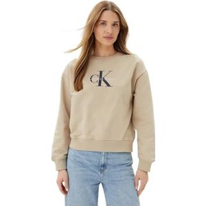 CK JEANS Dames LS MONOLOGO FRANSE TERRY RLXD CN LV047B234G, grijs (witte peper), M, Grijs (witte peper), M