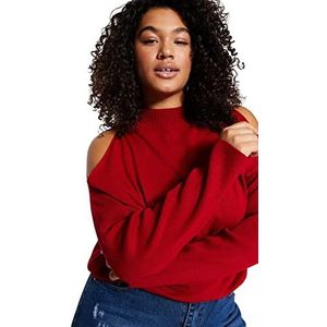 Trendyol Vrouw Plus Size Relaxed fit Basic Crew Neck Knitwear Plus Size Jumper, Rood, XL, Rood, XL