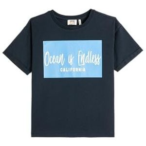Koton Boys T-shirt bedrukt met korte mouwen, ronde hals, katoen, marineblauw (720), 5-6 Jaar