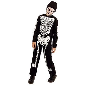 Rubies Skeletskeletkostuum voor jongens en meisjes, jumpsuit bedrukt en muts, origineel Rubies voor Halloween, carnaval en verjaardag, S (3-4 jaar)