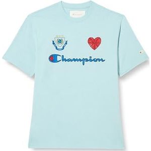 Champion Rochester 1919 Eco Future - Circular Recycled Cotton Graphic S/L T-shirt, pastelblauw, M heren SS24, pastelblauw, M