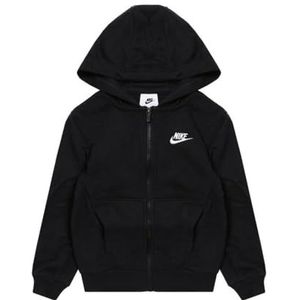 Nike FD3017-010 K NSW Club FT HD FZ LS LBR Sweatshirt Unisex Zwart/Wit Maat XS