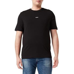 BOSS TChup Relaxed-Fit T-shirt voor heren, van stretchkatoen met logo-print, zwart, XS