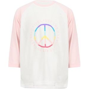 LTB Jeans T-shirt voor meisjes Pekama Pull-On T-shirt met LTB print halve mouw ronde hals van 100% katoen in meerkleurig - maat 104 cm, Wit Pinky Block 2483, 104 cm