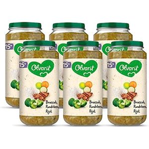 Olvarit Broccoli Rundvlees Rijst - babyhapje voor baby's vanaf 15+ maanden - 6x250 gram babyvoeding in een maaltijdpotje