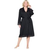 Ulla Popken - Ochtendjas - Zwart - Grote Maten - Kant - Lange Mouwen