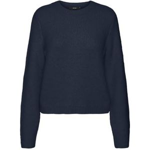 Vero Moda - VMNOVAH LS O-NECK - Gebreide Trui - Navy Blazer - Lange Mouwen