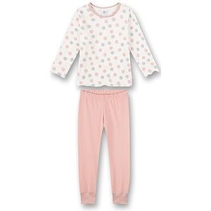 Sanetta Meisjespyjama lange witte stippen allover | Hoogwaardige en comfortabele katoenen pyjama voor meisjes pyjamaset voor meisjes, beige, 92