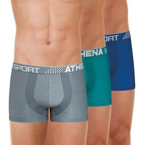 Athena Fresh, set van 3 boxershorts voor heren, grijs/lagon/blauw, S