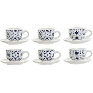 DKD Home Decor Koffiekopjes van metaal, wit, dolomiet, 6 stuks, 180 ml, 14 x 14 x 7 cm (referentie: S3025833)