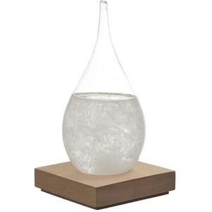 HOME DECO FACTORY, HD0384, Tempest Glass H17 cm - Elegant and functional decorative object, original barometer with crystals, wooden base, fits into all styles - White, Brown, Transparent