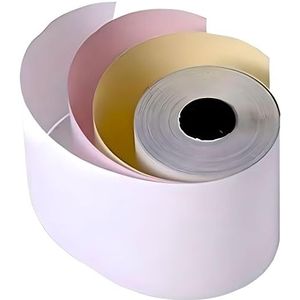 76 x 76 mm 3-laags koolstofloos papier keuken EPOS tot printerontvangstbroodjes, doos van 20, (3-PLY, wit/geel/roze)