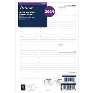 Filofax Deskfax-week op twee pagina's met afspraken Engels dagboek - 2024, wit, 176 mm x 250 mm