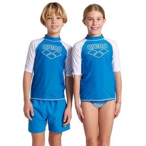 Arena Jongens Unisex Jr Rash Vest S/S Graphic Top, Blauw China-Wit, 62 EU