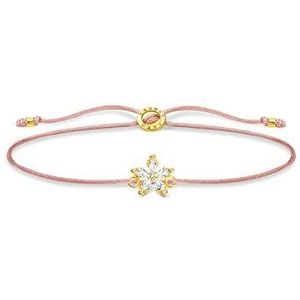 THOMAS SABO Armband bloem beige, van nylon, 925 sterling zilver en 750 geelgoud verguld, 20cm, LS119-379-19-L20V