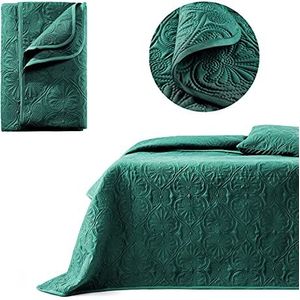 ROOM99 Leila Elegante Sprei in Donkergroen, 240 x 260 cm - Veelzijdige Woondeken als Bedsprei of Banksprei, Quilt Stijl