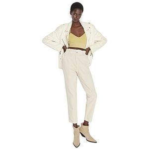 Trendyol Vrouwen duurzamere normale taille Mom Jeans, Ecru, 36, Ecru, 62