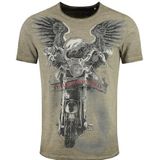 T-shirt - Motor- en Adelaarmotief - Katoenmix - Regular Fit