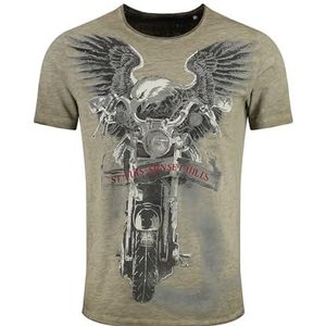 T-shirt - Motor- en Adelaarmotief - Katoenmix - Regular Fit