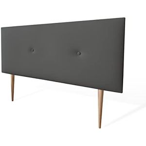 amuéblate online - Premium gevoerd hoofdeinde model Kayne met poten, bekleding van hoogwaardig kunstleer, hout, grijs, 90 x 60 cm (bed 80)