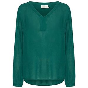 KAFFE Damesblouse, lang, losse pasvorm, V-hals, manchetten, heuplengte, Aventurijn, 32