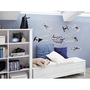 Komar 14022h Deco-sticker Star Wars Spaceship-grootte 50 x 70 cm (breedte x hoogte), 15 delen, muurtattoo, decoratie, X-Wing, Millennium Falke, TIE fighter-14022h, bont