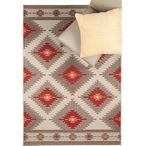 benuta Binnen en buiten tapijt Star Kilim rood 160x230 cm onderhoudsvriendelijk tapijt geschikt voor binnen en buiten, balkon en terras