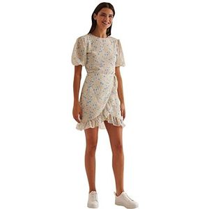 NA-KD Mini-jurk met ruches voor dames, casual, Gele Bloem, 38