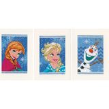 Vervaco Telpakket kruissteek Kit: Wenskaarten: Frozen-Elsa, Olaf & Anna (Set van 3), katoen, assortiment, 9 x 1 x 7 cm