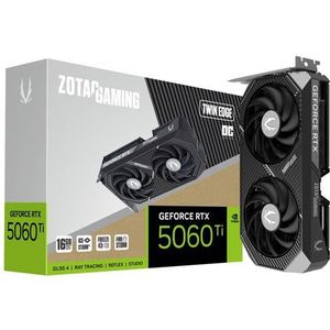 ZOTAC Gaming GeForce RTX 5060 Ti 16 GB Twin Edge OC DLSS 4 16 GB GDDR7 128-bit 28 Gbps PCIE 5.0 Gaming grafische kaart, IceStorm 2.0 koeling, SFF-klaar, ZT-B50620H-10M