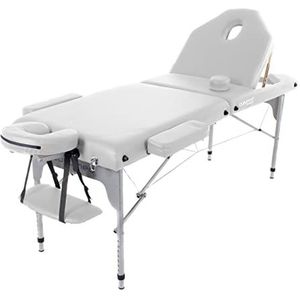 QUIRUMED Opvouwbare aluminium massagestoel, 186 x 66 cm, gestoffeerd, 14 cm, wit