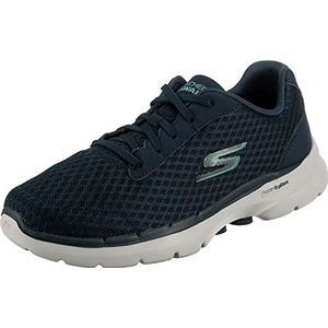 Skechers Dames Go Walk 6 Iconic Vision Sneaker, Navy Textiel Turquoise Trim, 35.5 EU