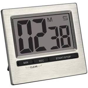 TFA Dostmann Timer digitaal, 38.2013.54, met Stopwatch, befestiging met magneten of tafelstand, zilver, (L) 84 x (B) 16 (40) x (H) 77 mm