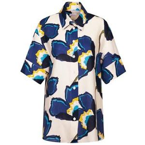 Seidensticker Hemdblouse voor dames, modieuze blouse, regular fit, hemdblousekraag, korte mouwen, 100% linnen, inktblauw, 46