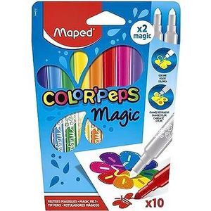 Maped - Viltstiften, viltstiften COLOR'PEPS MAGIC - afgeschuinde, zachte punt - 10 stiften + 2 magische viltstiften