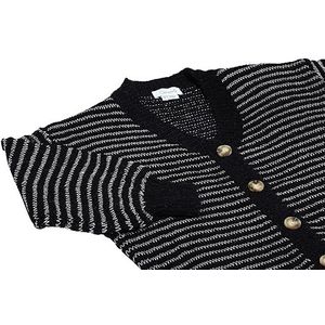 Caneva Dames losse lange gebreide cardigan met uitgesneden V-hals zwart maat XS/S, zwart, XS