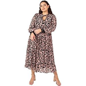 Lovedrobe Dames Zomer Plus Size Curve Dames Midi Zonnejurk Faux Wrap Hoge V-hals Taille Gepofte Mouw Kant Zwart, Zwart, 50