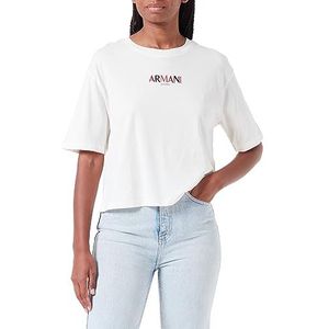 Armani Exchange Kleurrijk Armani Logo Boxy Cropped Crew Neck Tee T-shirt voor dames, ISO, XS